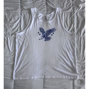 New White Tank Top Size XL Eagle In Flight Biker Cotton Blend USA America NWOT
